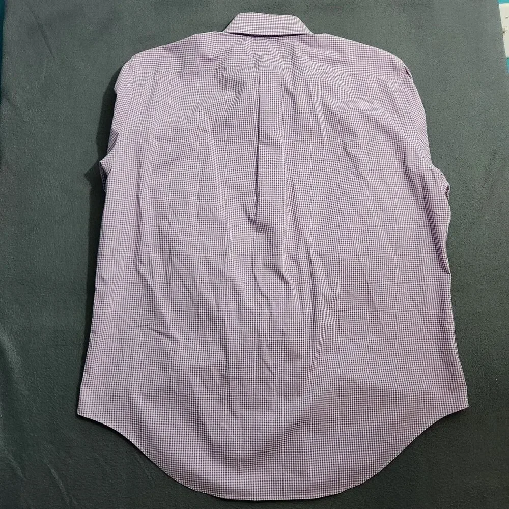Lauren Ralph Lauren Shirt Men 16.5 Purple Check Classic Fit Non Iron Button Down